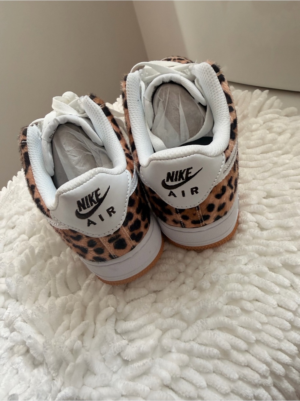 Nike Women's Leopard Print Air Force 1 with White & Gum Accents - Picture 4 of 6